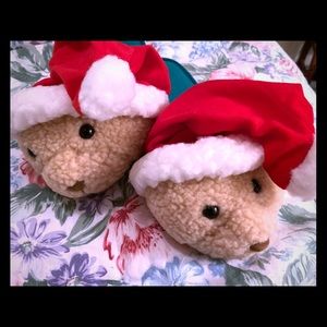 Santa Teddy Bear House Shoes Adult Large New